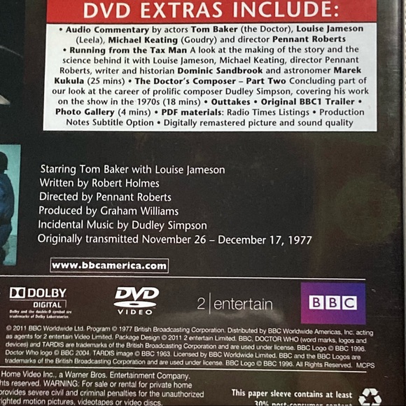 The Sun Makers Story 95 Season 15 The Classic Series The Fourth Doctor Who DVD - Picture 4 of 7